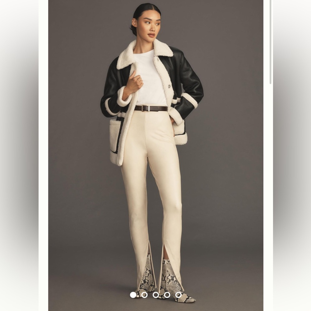 BRAND NEW Anthropologie Avec Les Filles High-Waisted Faux Leather Slit Leggings